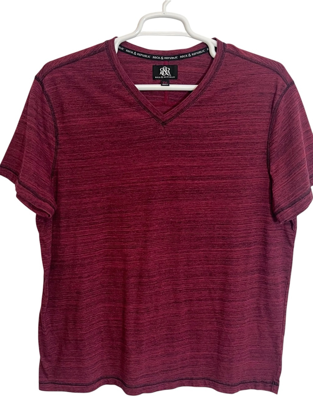 Rock & Republic XXL Burgundy Heather V-Neck T-Shirt